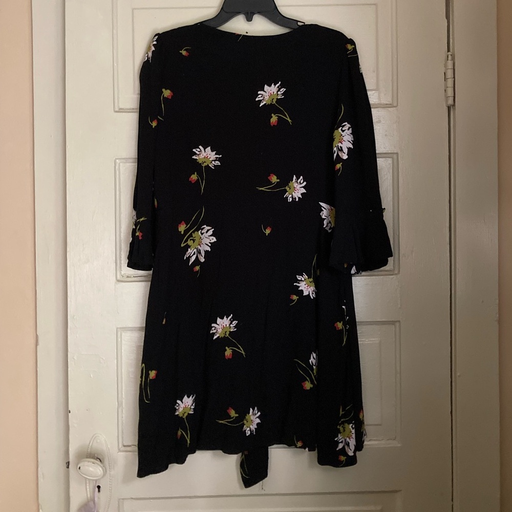 Free People Time On My Side Black Floral Wrap Dress - Picture 6 of 11